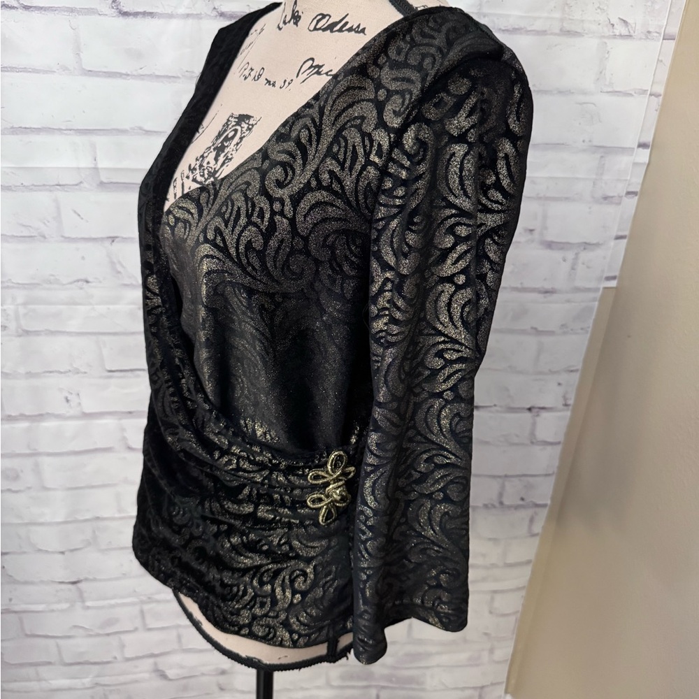 Jackie Jon New York L Velour Whimsigoth Witchy Romantic Glam Top Dark‎ Cottage - Picture 5 of 12